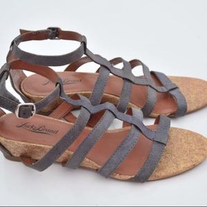 Lucky Brand Gladiator Wedge Sandals Blue Size 6.5
